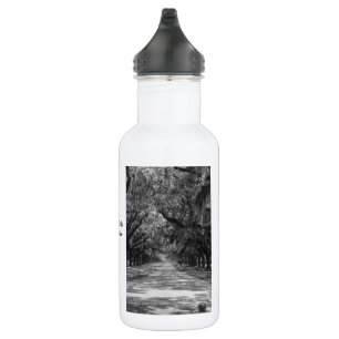 Avenue Of Oaks Grayscale Water Bottle