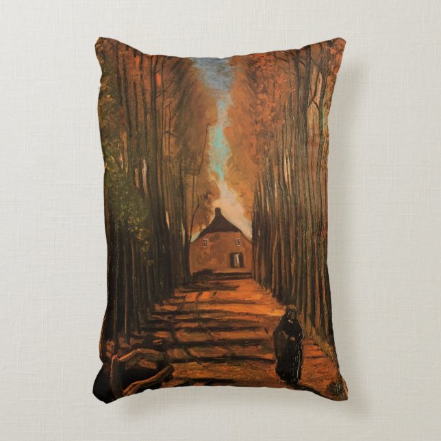 Avenue of Poplars in Autumn by Vincent van Gogh Decorative Cushion (Front(Vertical))