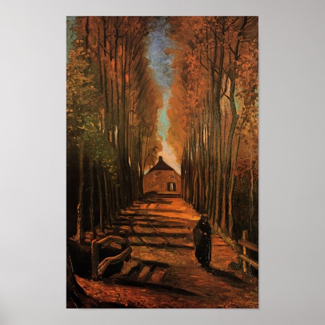 Avenue of Poplars in Autumn Van Gogh Fine Art Poster (Front)