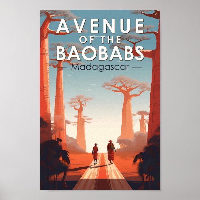 Avenue of the Baobabs Madagascar Art Vintage Poster (Front)