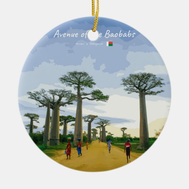 Avenue of the Baobabs, Madagascar - Landscape Ceramic Tree Decoration (Front)