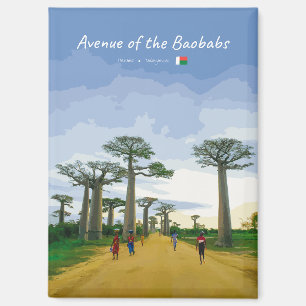 Avenue of the Baobabs, Madagascar - Landscape Flat Magnet