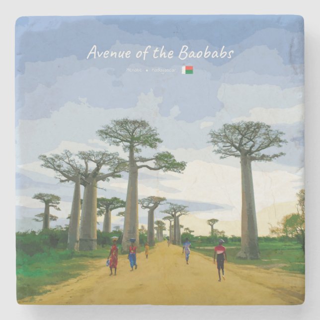 Avenue of the Baobabs, Madagascar - Landscape Stone Coaster (Front)