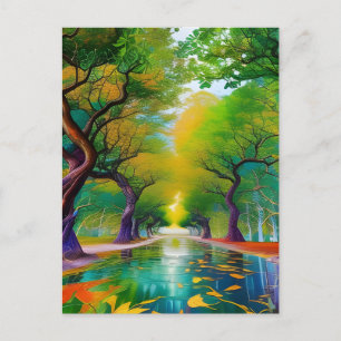 Avenue of Trees autumn leaves Postcard