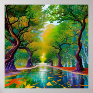 Avenue of Trees autumn leaves Poster