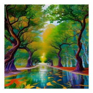 Avenue of Trees autumn leaves Poster