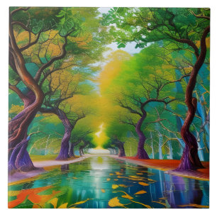 Avenue of Trees autumn leaves Tile