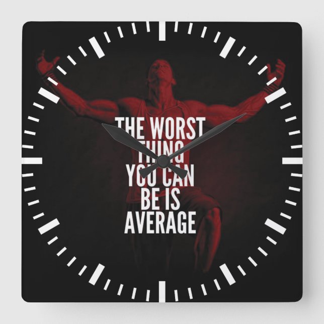 AVERAGE - Bodybuilding Workout Motivational Square Wall Clock (Front)