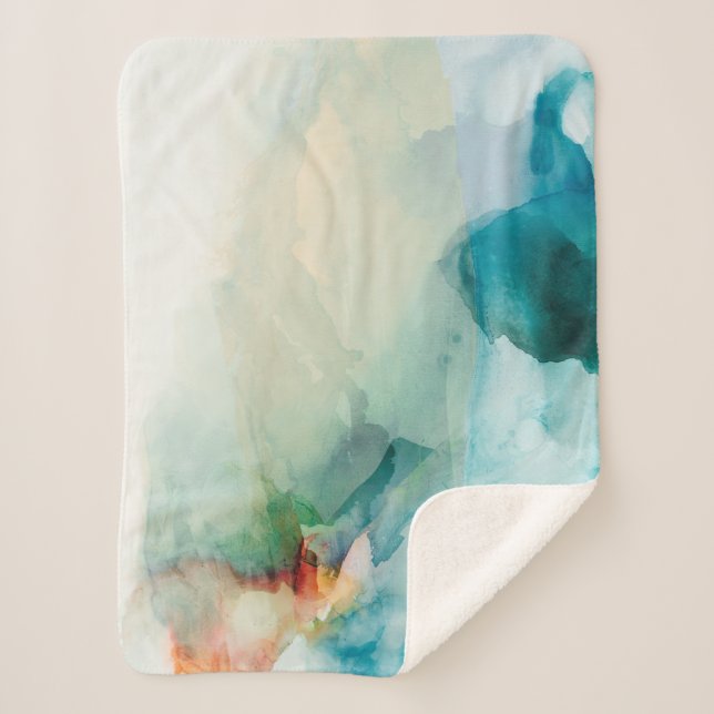 Aversion - Blue Watercolor Sherpa Blanket (Front)