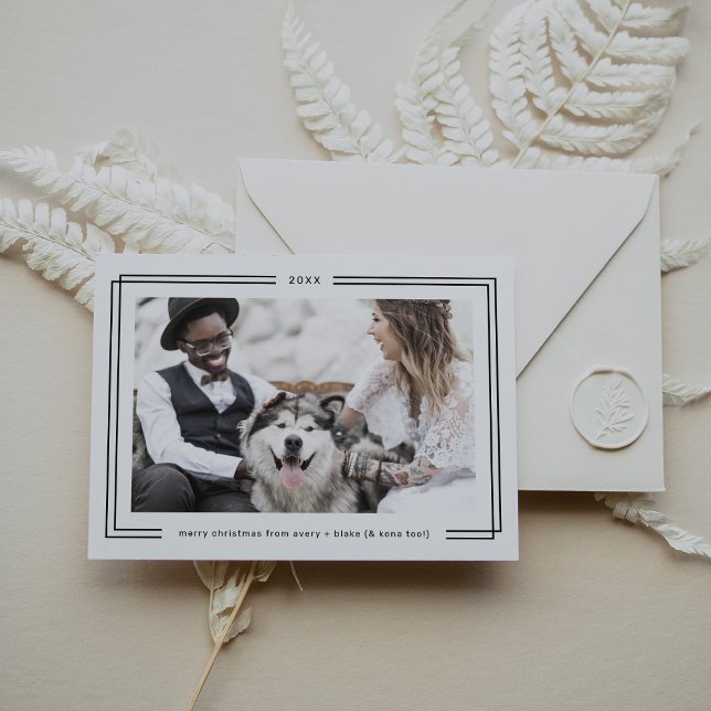 AVERY Black White Framed Couples Photo Christmas Holiday Card (AVERY Black White Framed Couples Photo Christmas Holiday Card)