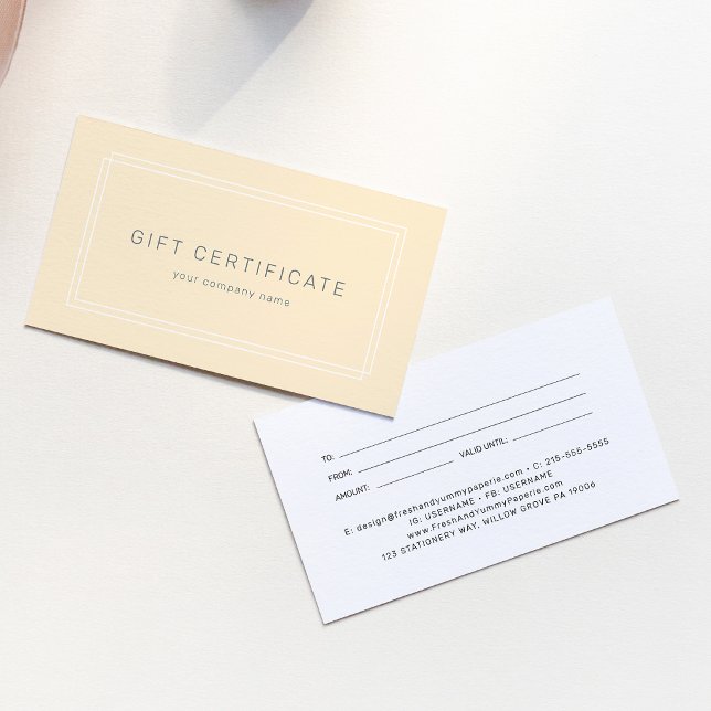 AVERY Butter Yellow Business Gift Certificate (AVERY Butter Yellow Business Gift Certificate)