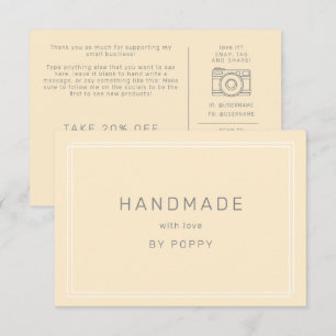 AVERY Butter Yellow Handmade Thank You Order Enclosure Card