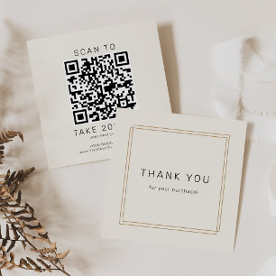 AVERY Chic Gold Black Business QR Code Thank You Discount Card