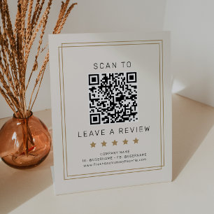 AVERY Chic Gold Black Cream QR Code Leave A Review Pedestal Sign