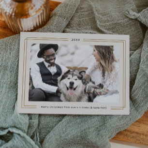 AVERY Cream Black Framed Couples Photo Christmas Holiday Card