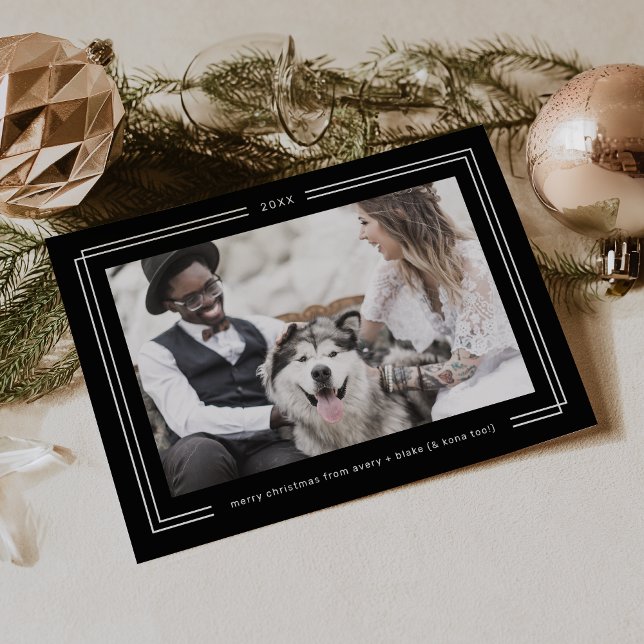 AVERY Dark Black Framed Couples Photo Christmas Holiday Card (AVERY Dark Black Framed Couples Photo Christmas Holiday Card)