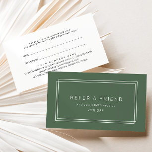 AVERY Dark Green Double Frame Refer A Friend Referral Card