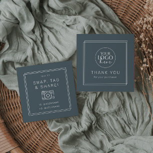 AVERY Dark Navy Blue Classic Logo Share Thank You Square Business Card