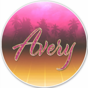 Avery First Name Golden pink Sticker