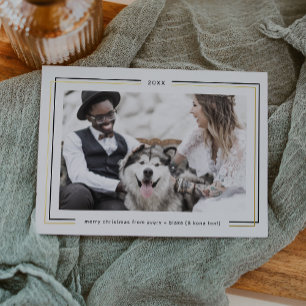 AVERY Gold Foil Black White Couple Photo Christmas