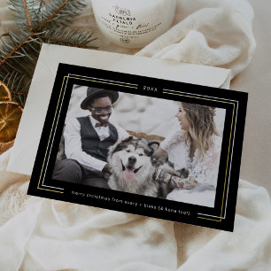 AVERY Gold Foil Dark Black Couples Photo Christmas