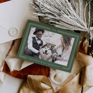 AVERY Gold Foil Dark Green Couples Photo Christmas