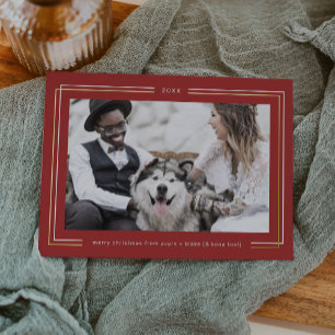 AVERY Gold Foil Dark Red Couples Photo Christmas