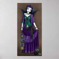 "Avery" Gothic Angel Bird Cage Poster