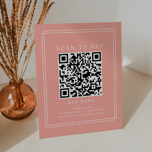 AVERY Minimal Blush Peach Business Scan To Pay Pedestal Sign