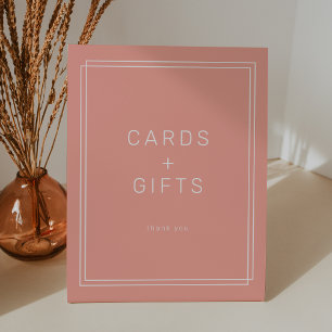 AVERY Minimal Blush Peach Coral Cards and Gifts Pedestal Sign