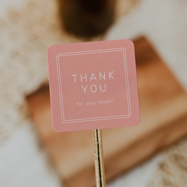 AVERY Minimal Blush Peach Thank You For Order Square Sticker (AVERY Minimal Blush Peach Thank You For Order Square Sticker)
