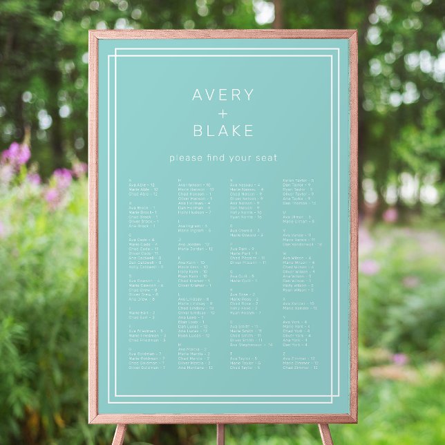 AVERY Minimalist Mint Green Wedding Seating Chart (AVERY Minimalist Mint Green Wedding Seating Chart)