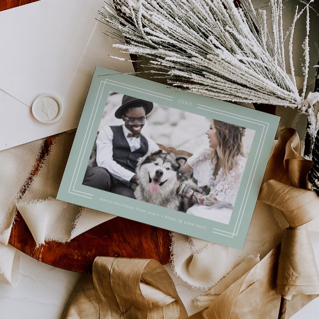 AVERY Mint Green Framed Couples Photo Christmas Holiday Card (AVERY Mint Green Framed Couples Photo Christmas Holiday Card)