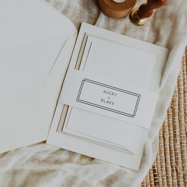 AVERY Modern Black and White Double Frame Wedding Invitation Belly Band (AVERY Modern Black and White Double Frame Wedding Invitation Belly Band)