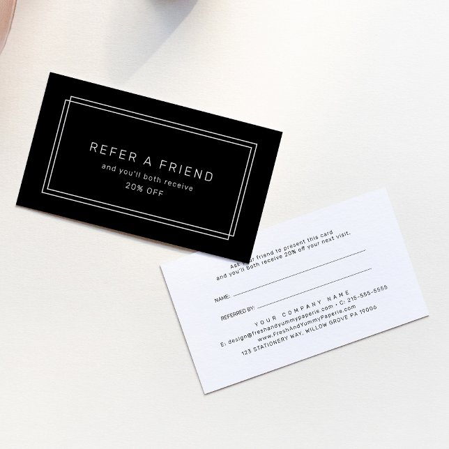 AVERY Modern Black Double Frame Refer A Friend Referral Card (AVERY Modern Black Double Frame Refer A Friend Referral Card)