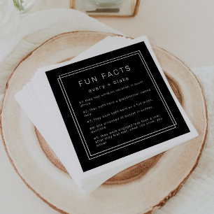 AVERY Modern Black Fun Fact Wedding Napkin