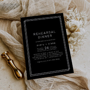 AVERY Modern Black Rehearsal Dinner Invitation