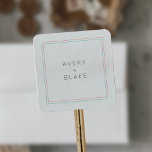 AVERY Modern Coral and Teal Border Wedding Square Sticker<br><div class="desc">Bold yet simple,  this wedding sticker from the Avery Suite pairs a crisp two-tone border with soft grey lettering. Clean,  bright,  and playful; it adds colour without clutter.

Personalise the label with the names of the couple.</div>