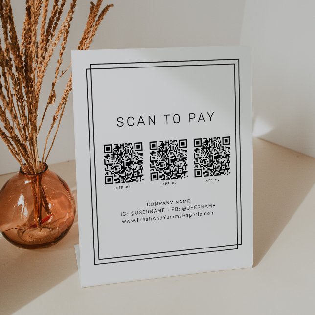 AVERY Modern Minimal Business QR Code Scan To Pay Pedestal Sign (AVERY Modern Minimal Business QR Code Scan To Pay Pedestal Sign)