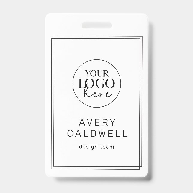 AVERY Modern Minimal Logo QR Code Employee ID Card Badge (Front)