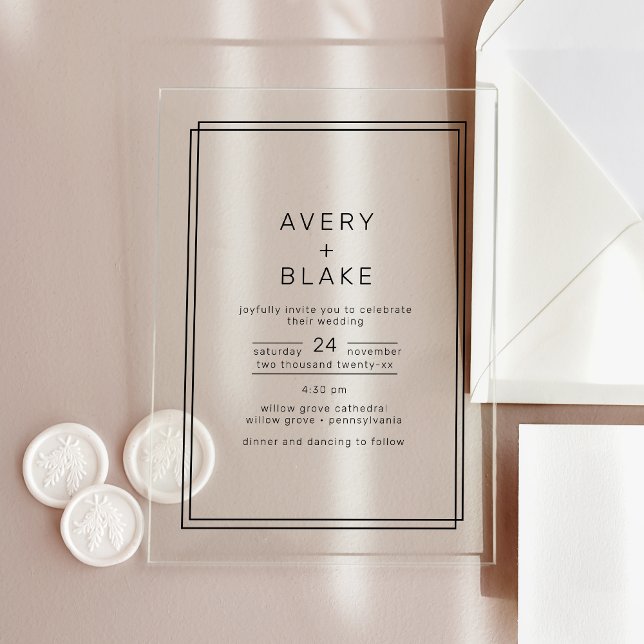 AVERY Modern Minimalist Acrylic Wedding Invitation (AVERY Modern Minimalist Acrylic Wedding Invitation)