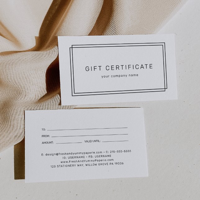 AVERY Modern Minimalist Business Gift Certificate (AVERY Modern Minimalist Business Gift Certificate)