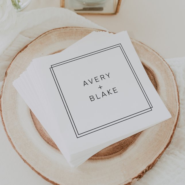 AVERY Modern Minimalist Double Border Wedding Napkin (AVERY Modern Minimalist Double Border Wedding Napkins)