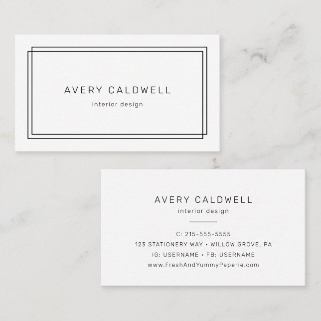 AVERY Modern Minimalist Double Frame Business Card (Front/Back)