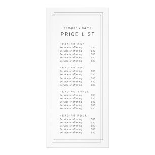 AVERY Modern Minimalist Double Frame Price List Rack Card