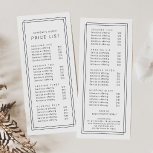 AVERY Modern Minimalist Double Frame Price List Rack Card