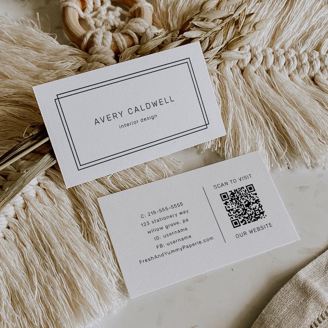 AVERY Modern Minimalist Double Frame QR Code Business Card (AVERY Modern Minimalist Double Frame QR Code Business Card)