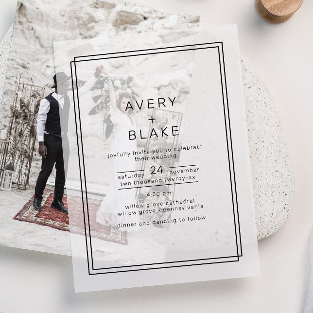 AVERY Modern Minimalist Double Frame Wedding Vellum Invitations (AVERY Modern Minimalist Double Frame Wedding Vellum Invitations)