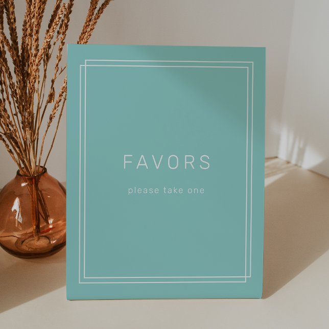 AVERY Modern Minimalist Mint Green Wedding Favour Pedestal Sign (AVERY Modern Minimalist Mint Green Wedding Favor Pedestal Sign)