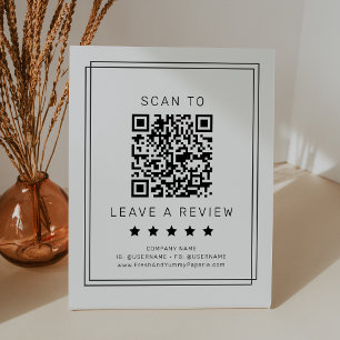AVERY Modern Minimalist QR Code Leave A Review Pedestal Sign